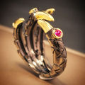 New teel Ring -Eagle Dragon Claw Halloween kull Ring -Men' Domineering Opening Rock  Jewelry. 