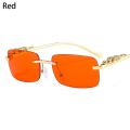 Rimless Rectangle Sunglasses Retro Clear Ocean Lens Sun Glasses Cheetah Decoration Shades Fashion UV400 Eyewear for Women Men. 