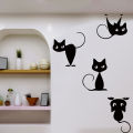 sheet size- 2 x 1 Feet - 4 Cats cute pet animal Group nature self adhesive Wall stickers , decal, vinyl for kids, girls, bedroom, cupboard,  room, home decor lovers - Black color. 