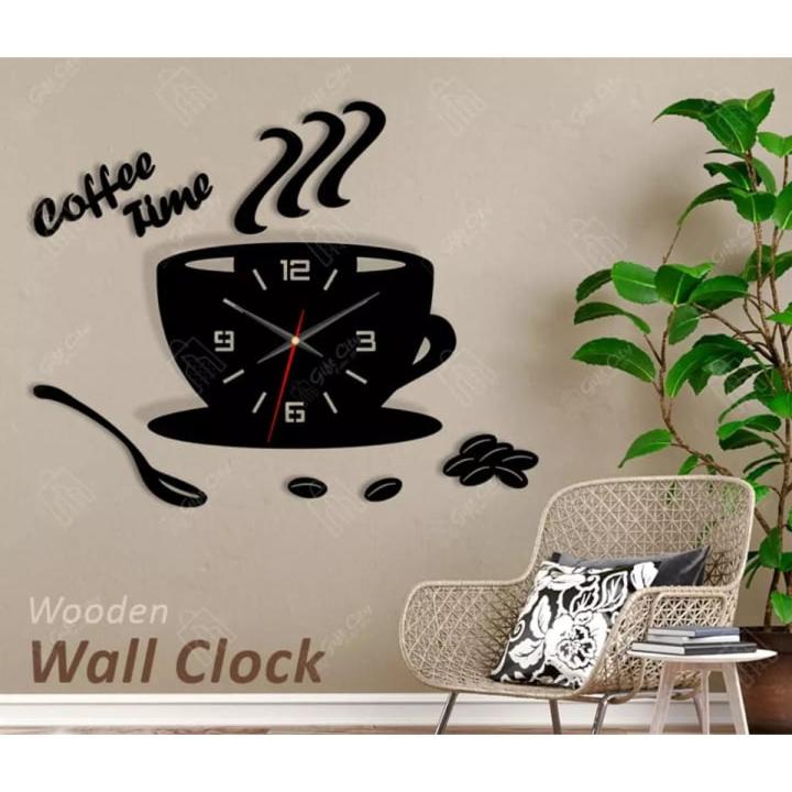 Coffee Cup  style Wooden   Wall Clock , Clock , Wooden Wall Clock  Wall Clock , Wood Wall Clock , Home Decor Wall Clock , Kids Room Wall Clock , Wall Hanging Decoration , Black Wood Wall Clock , Fancy Wall Clock , Woman Wall Clock , Laser Cut Wall Clock