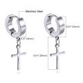 Qingwen Cross earings for men set ear piercing Stainless steel earrings Gold barbel cool hypoallergenic iareng for men kpop round airing hikaw for boys 925 silver earings for men on sale. 