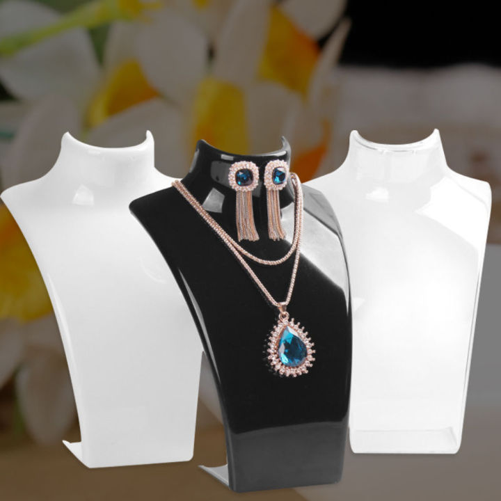 Jewelry Necklace Earrings Plastic Mannequin Bust Display Stand Organizer Holder