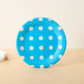 BLUE POLKA DOT PAPER PLATES - PACK OF 10 PAPER PLATES - BLUE THEME PAPER PLATES. 