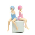 14CM Rem Ram Figure Anime Re:Life In A Different World From Zero Ram Rem Sit Down PVC Collection Action Figure Model Toys Dolls. 