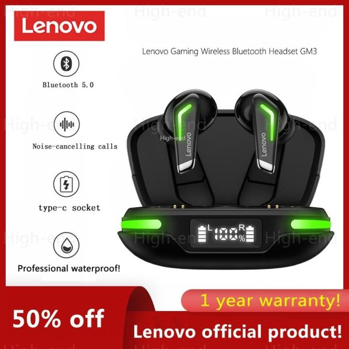 Lenovo - GM3 TWS True Wireless Competitive Gaming Bluetooth Headset Dual In-Ear Mobile Game Eating Chicken Special No Delay