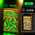 Wenzhou Lighter Factory Luminous Tangcao Direct Punching Windproof Creative Personality High-End Boys Lighter Trend Send Male Friends. 