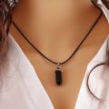 【Hot demand】1pc Women Fashion Stone Pendant Necklaces Leather Cord Natural Stone Charms Necklace Gifts.