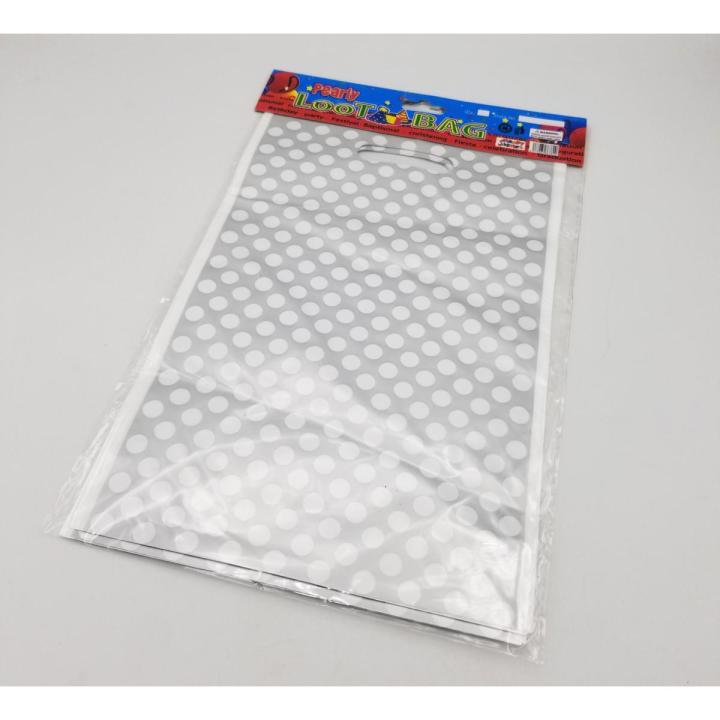 SILVER POLKA DOT THEME GOODY BAGS PACK OF 10 GOODY BAGS