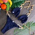 Bathing Suit Eye-catching Bikini Bra Panty Set Summer Beachwear. 