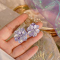 ES 925 S Needle Fashion Purple Trend Simple Fresh Earrings Korea 2023 New Purple Tide Temperament Earrings. 
