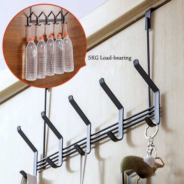 Convenient No Drill Over Door Hanger Hooks 6 Double hooks Coat Rack, hat hanger, towel holder, purse organizer Multipupuse easy to Install and remove best for rented homes