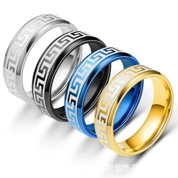 New Vintage Laser Grate wall pattere Stainless Steel ring mens ring for women