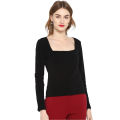 Jersey Cotton Full sleeves Black Square neck t shirt for girls. 