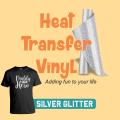 Best Quality Heat Transfer Vinyl HTV , Silver Glitter 1 Sheet 10" x 36” for Iron On T-Shirts. 