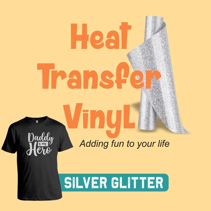 Best Quality Heat Transfer Vinyl HTV , Silver Glitter 1 Sheet 10" x 36” for Iron On T-Shirts