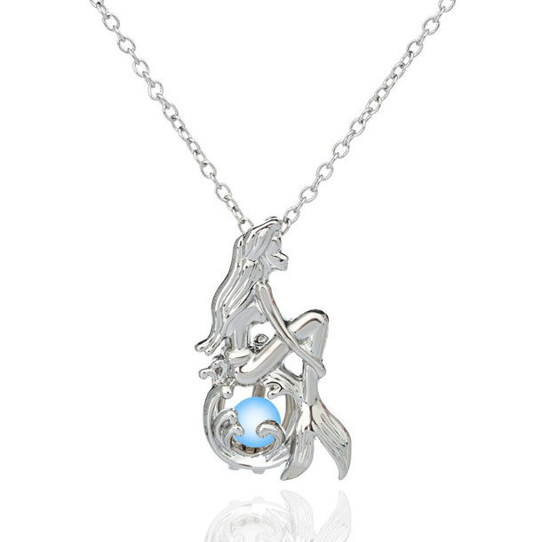 Glow In the Dark Mermaid Shaped Pendant Locket- Glowing Necklace For Women And Men