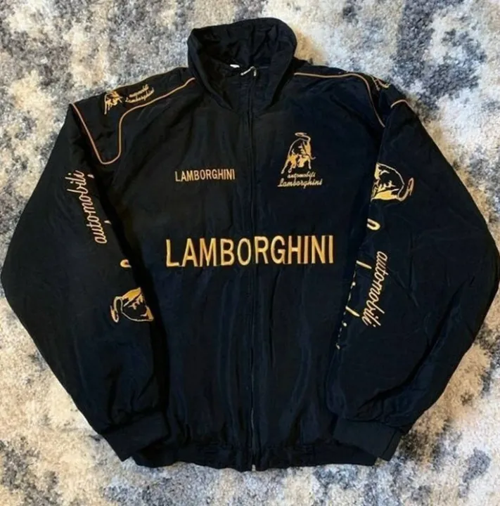 Lamborghini Black & Gold Racing Jacket – Premium Printed Parachute ...