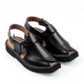 BERA Cow Leather Black Kaptaan, Peshawari Chappal for Men. 