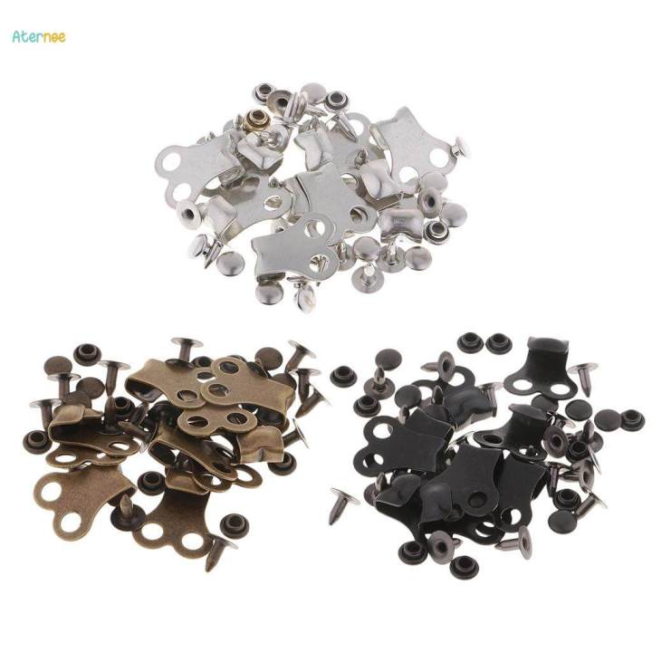 10 Sets Boot Lace Hooks Lace Fittings with Rivets for Hiking Camping Black