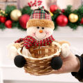 Christmas Candy Wicker Basket Xmas Decor Elk Snowman Santa Claus Fruit Food Storage Baskets Home Decoration новый год 2021 @45. 
