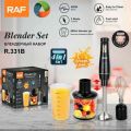 New RAF Hand Blender Set 4 in 1 With Coffee Beater 800Watts turbo speed option Stainless Steel Immersion Blender - Egg beater and Milk Frother - 500ml Chopper and 700ml Beaker with Lid - Meat chopper machine - Juicer Machine - kitchen. 