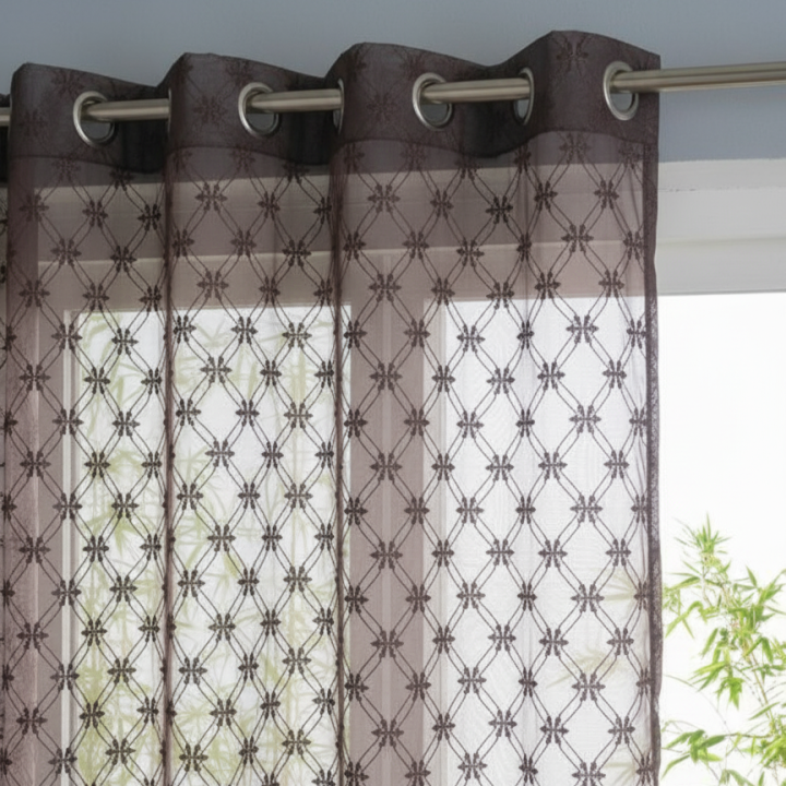 Premium Sheer Net Curtains for Windows & Doors | Classic Embroidered Look | Light Filtering and Easy to Install