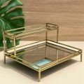 Double Decker Mirrored Vanity tray Lipstick perfume storage. 
