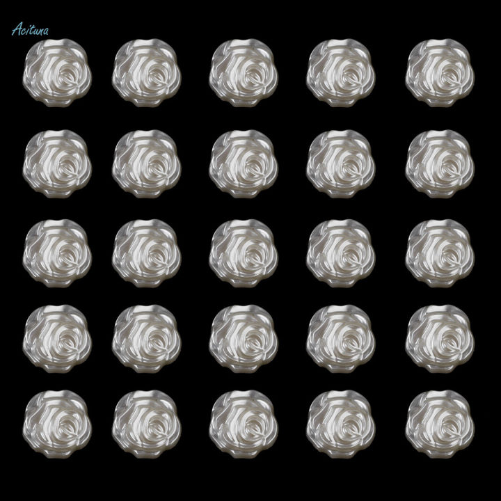 25 Rose Flower Beads Stick on Embellishment Jewelry Finding Flatback