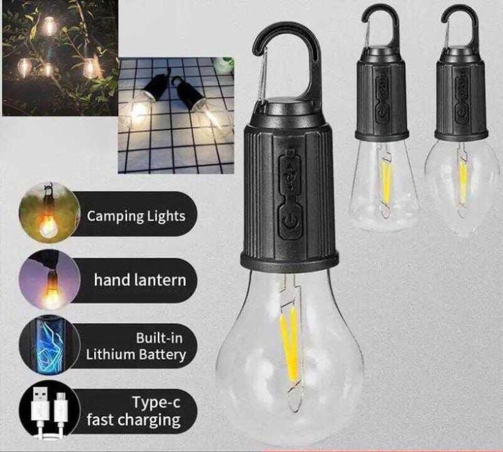 Type-C Rechargeable LED Camping Lamp 💡 | Portable Warm Light Tent ...