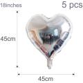 5 PCS Large Silver Heart Foil Balloons - Valentines Balloons Heart Shaped Foil Balloon for Valentines Day Wedding Balloon Party Decorations. 