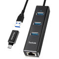 Tec-hole USB 3.0 Hub Aluminum USB Ethernet Adapter Splitter with RJ45 10/100/1000Mbps Gigabit Network LAN Port - 3 Ports USB 3.0 HUB -Type C Adapter for Windows 7/8/10. 
