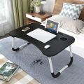 Wooden Gaming Laptop Table For Bed Foldable Stand Ergonomic Portable Drawing Notebook Reading Food Breakfast Serving With Inbuild Tablet And Cup Holder Slots Couch Black Brown Pink Yellow Green White Blue. 