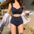 Bathing Suit Shrink Resistant Wide Strap Bandeau Bikini Set. 