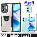 Infinix Smart 9 Shockproof Phone Case for Infinix Smart 8 7 Hot 50 40i 4 in 1 Camera Lens Glass Screen Protector and Mobile phone holder. 