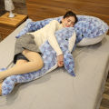 Cartoon whale doll big blue whale plush toy lazy sleeping pillow bedside big backrest rag doll doll. 