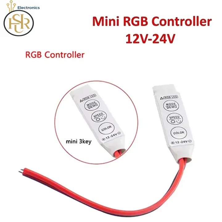 Led Strip Controller 3 Key 1 PCS 3-Key Mini RGB LED Controller For RGB SMD 12V-24V 12A LED Strip ...
