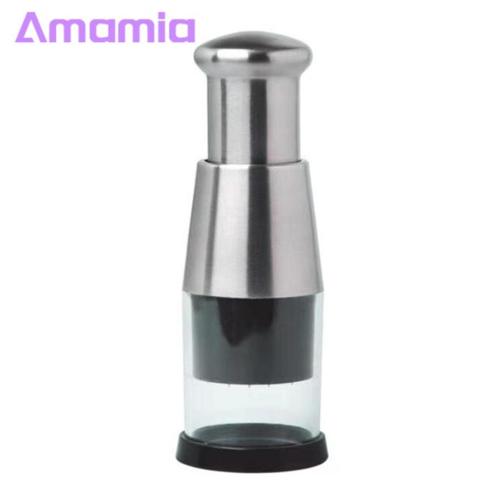 Stainless Steel Food Chopper Stainless Steel Manual Food Chopper Garlic Press Onion Potato Vegetable Cutter Kitchen Tool Dishwasher Safe Garlic Crusher
