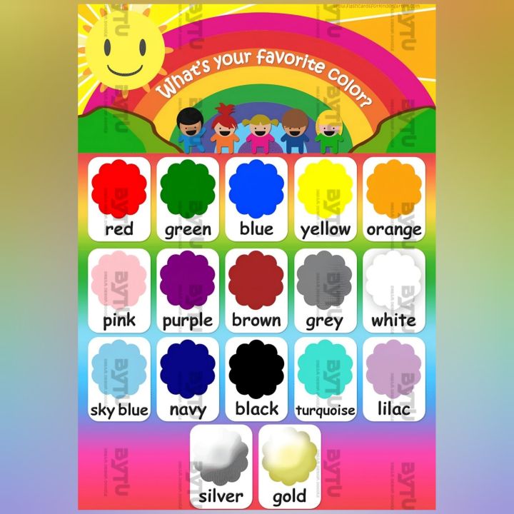 Placards For Kids Color Names PlayCards For Learning (A5 card size 5.83 ...