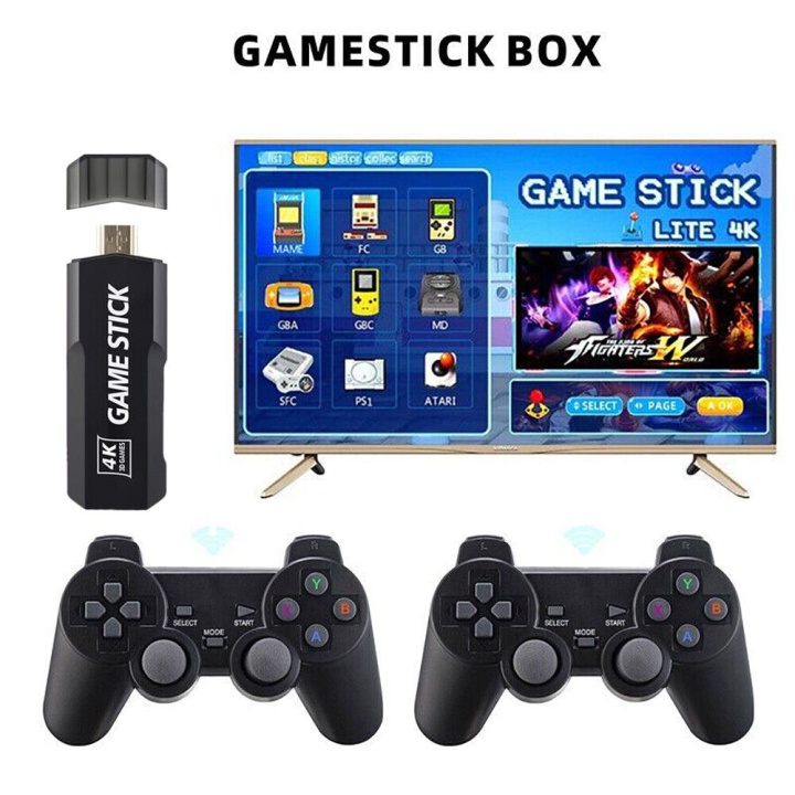 Retro Handheld Game Stick With Arcade Game Stick Console With 19000 + Games 4K High Resolution 64G 2.4G Wireless Controllers Just Plug and Play Video Games for Led-TV