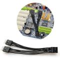 JAERBEE Motherboard Audio HD Extension Cable 9Pin 1 Female to 2 Male Y Splitter Cable Black for PC DIY 10cm. 
