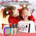 K12 Wireless Mic With Speaker - Single / Double RGB 7 Colour Dancing Light Karaoke Mic With Portable Bluetooth Microphone For Recording With Speaker For Music - 3 in 1 USB / AUX / SD Card Slot Karaoke Handheld Microphone - Black, Blue & Pink Colours. 