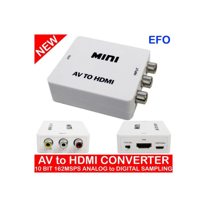 MINI AV2 to HDMI Composite Video Converter Cvbs 3RCA Portable  Converter Adapter (720/1080p) for RCA, VHS, Video, DVD, Xbox, Playstation, TV, PC, Blu-Ray, Xbox, HDTV, DVD Composite (White)