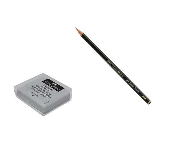 FABER CASTELL PENCIL WATER-BASED VARNISH 4H & FABER CASTELL ART ERASER