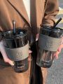 450ml Glass Tumbler with Straw, Lid & Leather Sleeve, Reusable Coffee Mug for direct drinking, Mug for Fruit Juice and Milk Shake Coffee Cup. 