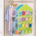 2 Pack Clear Hanging Organizers Plastic Accessory Organizers Baby Shoes Organizers 16 Pockets Underwear Organizers Small Items Storage Bag. 