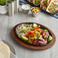 Sizzler plate with Wooden Base 31 cm x 18 cm | Wooden Sizzler Plate | Steak Sizzle | Non Stick Sizzling Platter. 