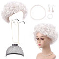 7 Pcs/Set Grandma Old Lady Dress Up Set Granny Costume Wig Adult & Kid Halloween Masquerade. 