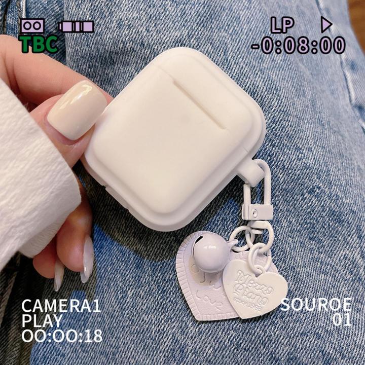 White Color Case Simple Airpods Pro Protective Case Cute Solid Color Case Apple Earphone Case Silicone Anti Falling Silicone Protective Cover