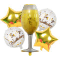 Wine Bottle, Wine Glass 5 pcs Foil Balloons Set l Birthday, Bachelorette Party Decor. 