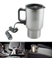 12 V Thermos Heating Cup Heated Thermos Travel Coffee Mug, Silver Accessories Travel Camping V Stainless Steel. 